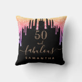 素晴らしい誕生日グリッターブラックピンク金ゴールドドリップ クッション (裏面)