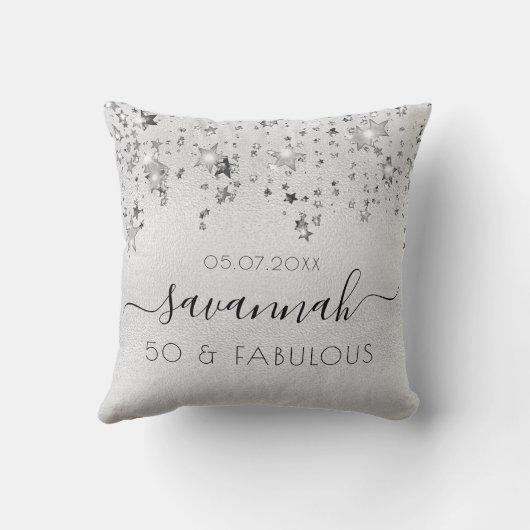 素晴らしい誕生日シルバーモノグラムの輝き クッション (裏面)