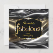 素晴らしい誕生日ダイヤモンド金ゴールドブラックシルバー 招待状 (正面)