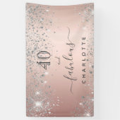 素晴らしい誕生日バラ金ゴールドシルバーグリッター名 横断幕 (縦)