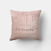 素晴らしい誕生日バラ金ゴールドピンクの滴 クッション (裏面)