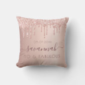 素晴らしい誕生日バラ金ゴールドピンクの滴 クッション (正面)