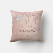 素晴らしい誕生日バラ金ゴールドピンクシルバー クッション (裏面)