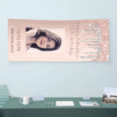 素晴らしい誕生日バラ金ゴールド写真の銀の滴 横断幕 (トレードショー)