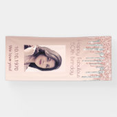 素晴らしい誕生日バラ金ゴールド写真の銀の滴 横断幕 (横)