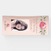 素晴らしい誕生日バラ金ゴールド写真ピンク 横断幕 (横)