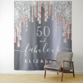 素晴らしい誕生日パーティーのグリッター シルバー ローズゴールド タペストリー (インサイチュ)