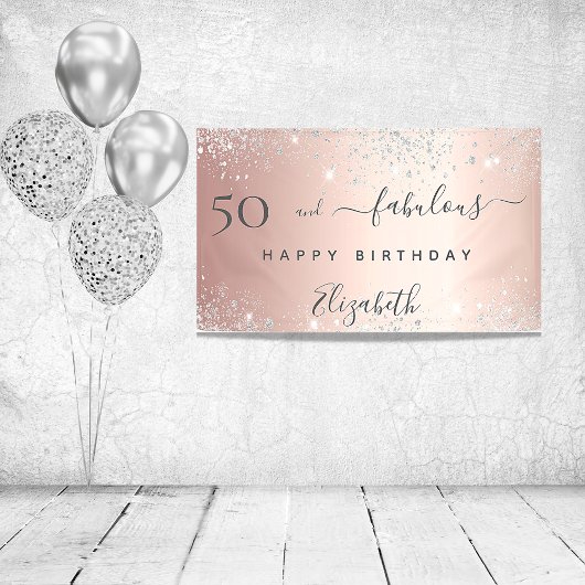 素晴らしい誕生日パーティーグリッターバラ金ゴールド銀 横断幕