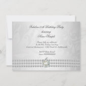 素晴らしい誕生日パーティーシルバーホワイトダイヤモンドパール 招待状 (裏面)