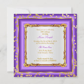 素晴らしい誕生日パーティーパープル金ゴールドハイヒール 招待状 (裏面)