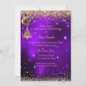 素晴らしい誕生日パープルお祝いスター 招待状 (裏面)