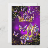 素晴らしい誕生日パープル金ゴールドブラックバタフライ 招待状 (裏面)