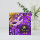 素晴らしい誕生日パープル金ゴールドマスカレードパーティー2 招待状 (スタンド正面)