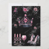 素晴らしい誕生日ピンクシルバーブラックティアラヒール 招待状 (裏面)