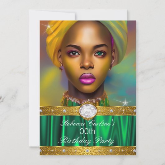 素晴らしい誕生日フォトエメラルドダイヤモンド 招待状 (正面)