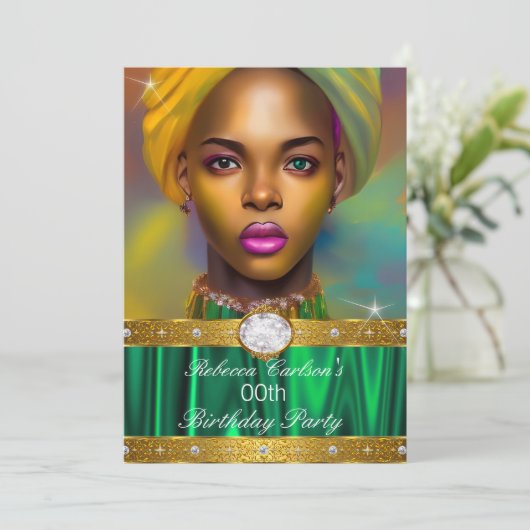 素晴らしい誕生日フォトエメラルドダイヤモンド 招待状 (スタンド正面)