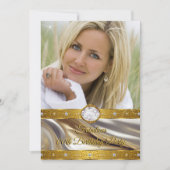 素晴らしい誕生日フォトダイヤモンド金ゴールドシルバー 招待状 (正面)