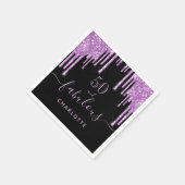 素晴らしい誕生日ブラックパープルグリッタースパークル スタンダードカクテルナプキン (角)