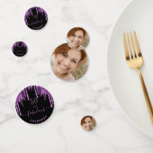 素晴らしい誕生日ブラックパープルグリッター写真シック コンフェッティ (グループ)