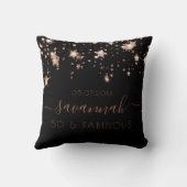 素晴らしい誕生日ブラック金ゴールドモノグラムスパークル クッション (裏面)