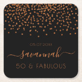 素晴らしい誕生日ブラック金ゴールドモノグラム スクエアペーパーコースター (正面)