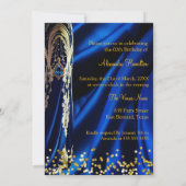 素晴らしい誕生日ブルーゴールドヒールシャンパン 招待状 (裏面)