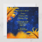 素晴らしい誕生日ブルー金ゴールドイエローシャンパーニュパーティー 招待状 (裏面)