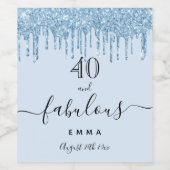 素晴らしい誕生日ベビーブルーグリッタードリップ ワインラベル (シングルラベル)