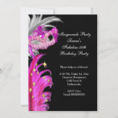 素晴らしい誕生日ホットピンク金ゴールドマスカレードパーティー 招待状 (裏面)