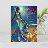 素晴らしい誕生日ムーンライトビーチイエローブルー 招待状 (スタンド正面)