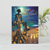 素晴らしい誕生日ムーンライトビーチイエロー金ゴールドブルー 招待状 (スタンド正面)