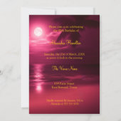 素晴らしい誕生日ムーンライトビーチブラックピンク金ゴールド 招待状 (裏面)