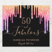 素晴らしい誕生日レインボーグリッターブラック輝き スパークリングワインラベル (シングルラベル)