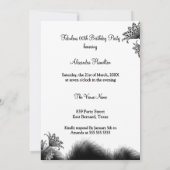 素晴らしい誕生日水玉模様女性白黒 招待状 (裏面)