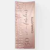 素晴らしい誕生日赤面バラ金ゴールドグリッターへようこそ 横断幕 (縦)