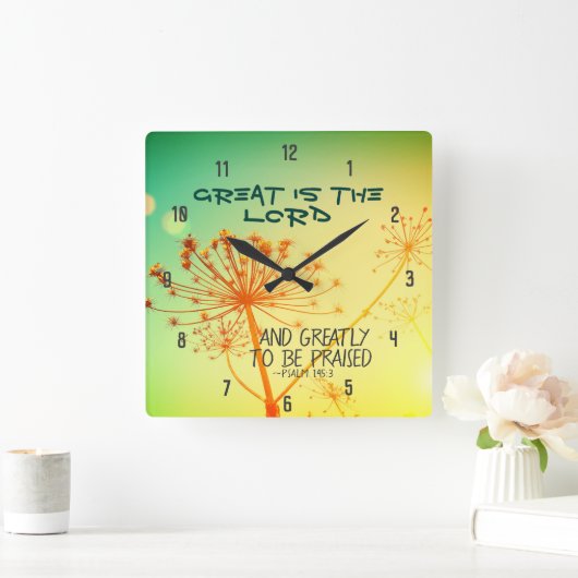 素晴らしい賛美歌の145:3は主の聖書の詩です スクエア壁時計 (ホーム)