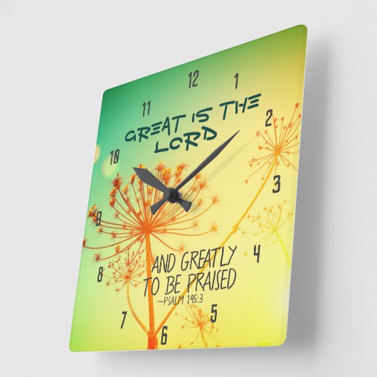 素晴らしい賛美歌の145:3は主の聖書の詩です スクエア壁時計 (傾斜)