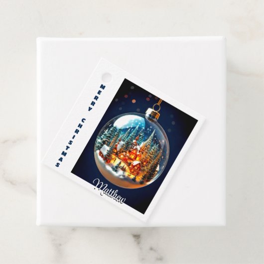 素晴らしい贈り物のラベルで劇的なクリスマスの風景 フェイバータグ (インサイチュ)