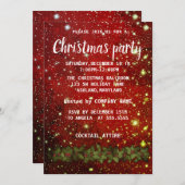 素晴らしい赤いスパークリスクリスマス招待状 招待状 (正面/裏面)
