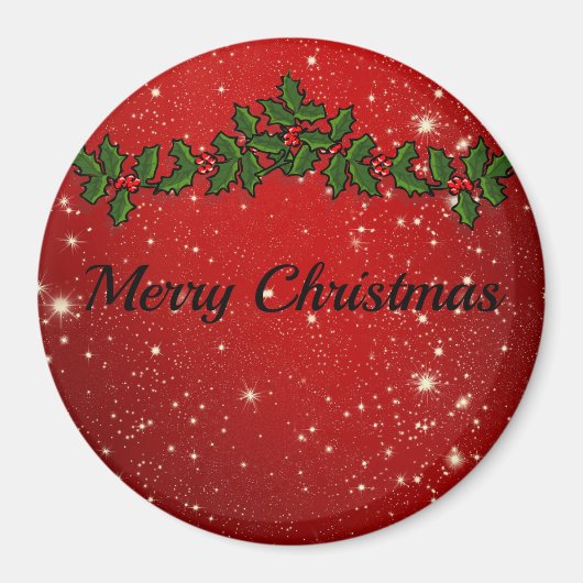 素晴らしい赤い輝くクリスマス マグネット (正面)