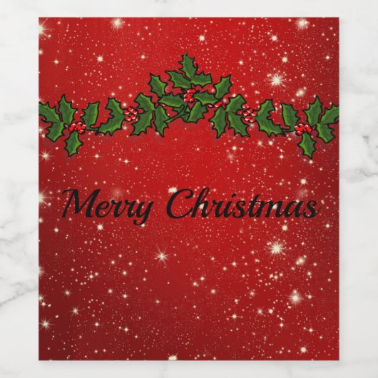素晴らしい赤い輝くクリスマス ワインラベル (シングルラベル)