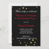 素晴らしい赤い金ゴールドグリッターハイヒールパーティー 招待状 (裏面)