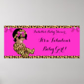 素晴らしい赤ちゃんシャワーベビーかわいいガールヒョウのピンク ポスター (正面)