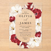 素晴らしい赤と白の花のプレミアム結婚ズ アクリル招待状 (正面)