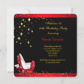 素晴らしい赤ハイヒール金ゴールド誕生日パーティー2 招待状 (裏面)