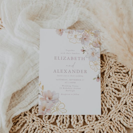 素晴らしい赤面と金ゴールドエンチャント結婚ドの 招待状