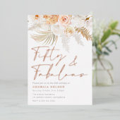 素晴らしい赤面フィフティ&ファブラス50誕生日 箔招待状 (立ち正面)