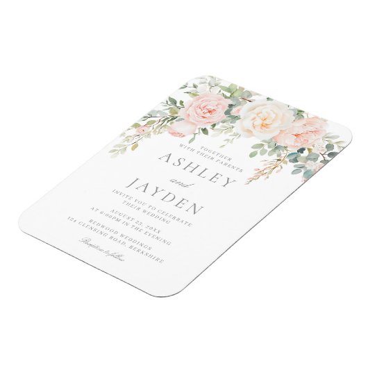 素晴らしい赤面フローラ結婚式招待状磁石 マグネット (左側)