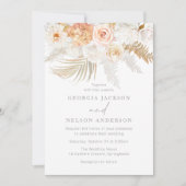 素晴らしい赤面金ゴールドとアイボリー結婚フローラ 招待状 (正面)