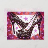 素晴らしい輝くピンクパープルハイヒール星 ポストカード (正面/裏面)